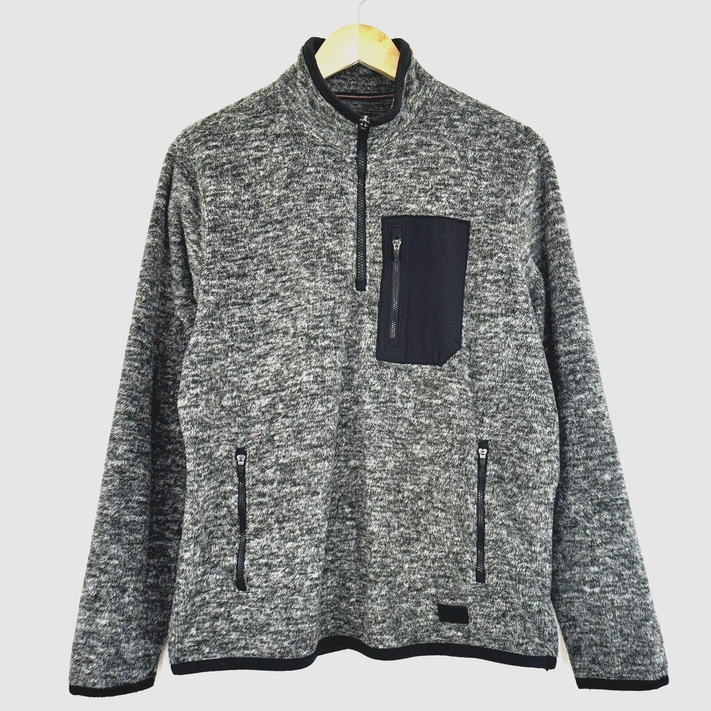 Abercrombie & Fitch Men's M Jacket 1/4 Zip Gray Mock Fleece Outdoor Dad Core